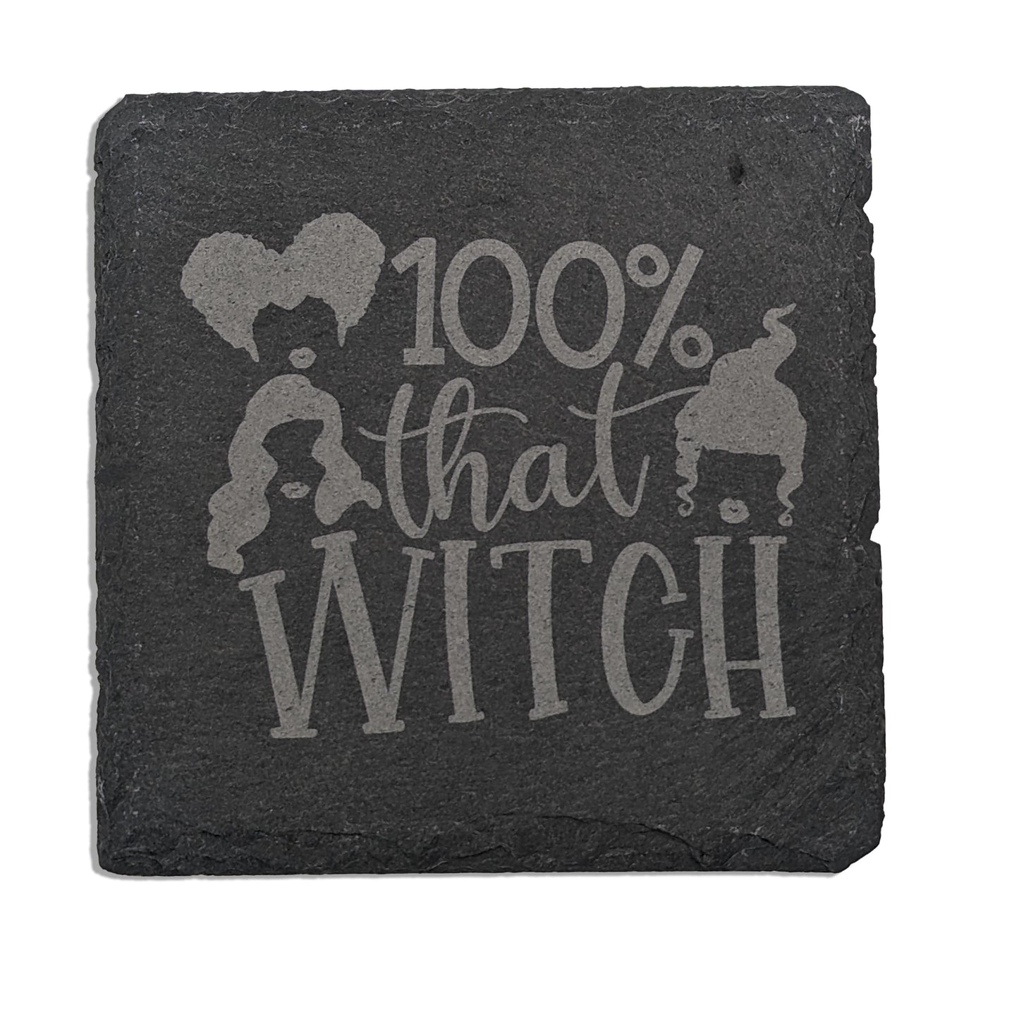 Magical '100% That Witch' Square Slate Coaster