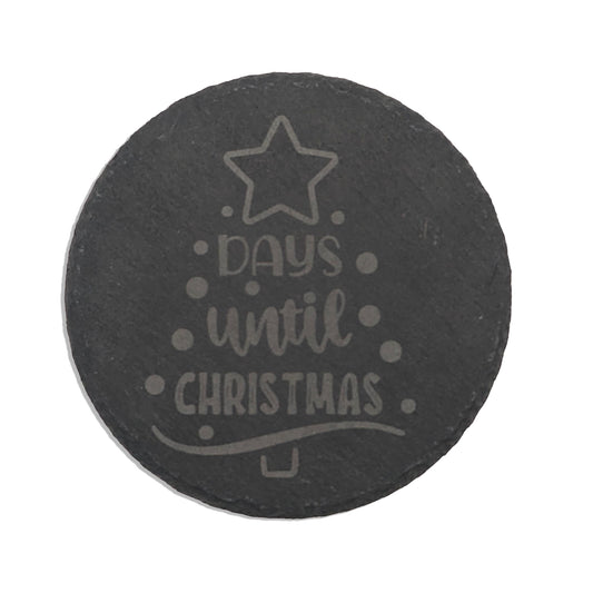 Christmas Countdown 'Days Until Christmas' Square Slate Coaster with Tree Design
